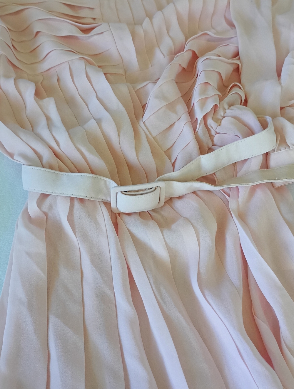 VTG Seret Dress Early 80’s 90s light pink sheer midi length sz 14 button back. - Picture 12 of 16